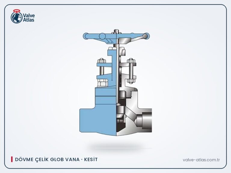 API 602 dövme çelik glob vana kesit görünüşü