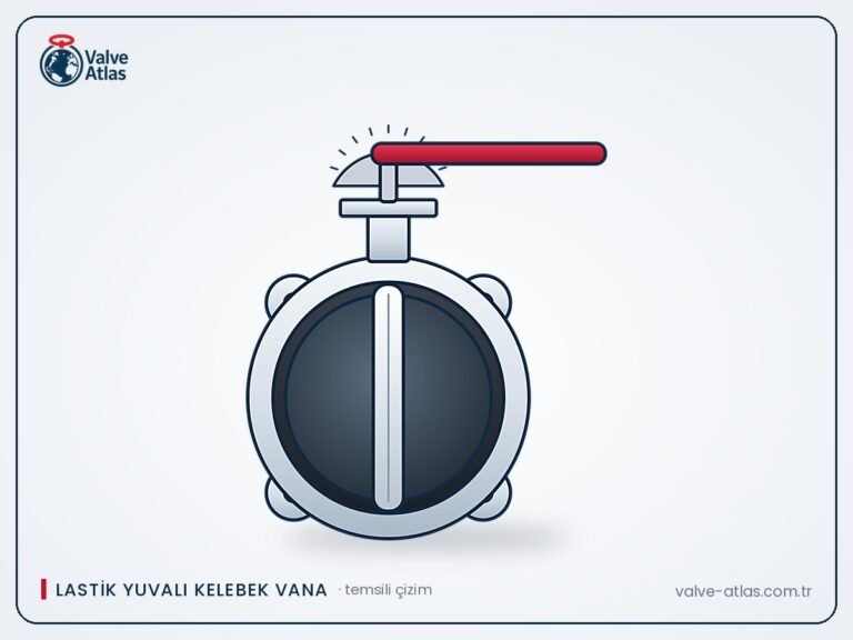 Lastik yuvalı konsantrik kelebek vana, temsili çizim
