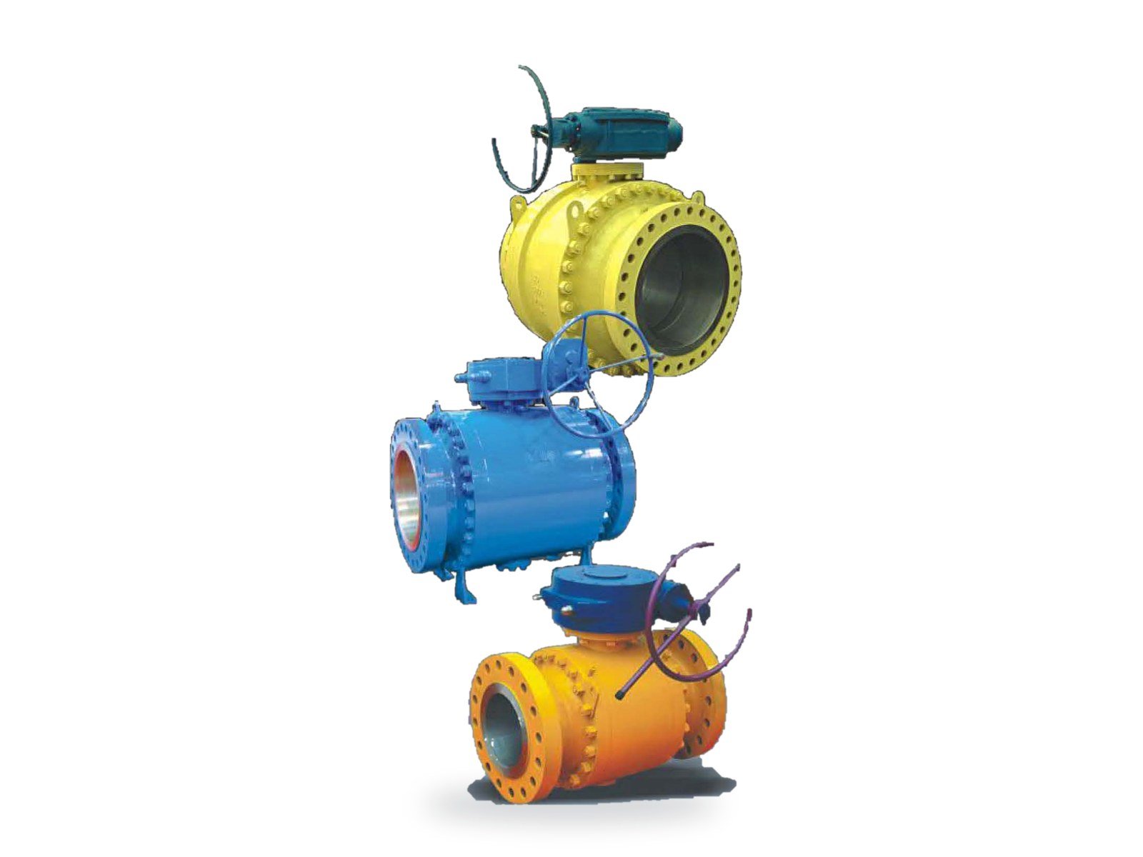 Boyalı trunnion küresel vanalar, redüktörlü